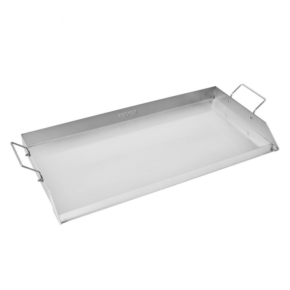 Plaque de gril Poêle à griller Plaque rectangulaire universelle en acier inoxydable (809x370 mm) avec dessus plat, plaque de gril à gaz pour barbecue Teppanyaki, batterie de cuisine familiale portable avec poignée