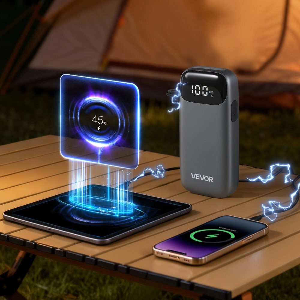 Starthilfe-Powerbank, Starthilfe 6000A Spitzenstrom mit LED-Taschenlampe & Kabel für Motoren bis 10L Diesel/Benzin, Autobatterie-Booster mit Schnellladung & Sicherheitsschutz für Notfälle