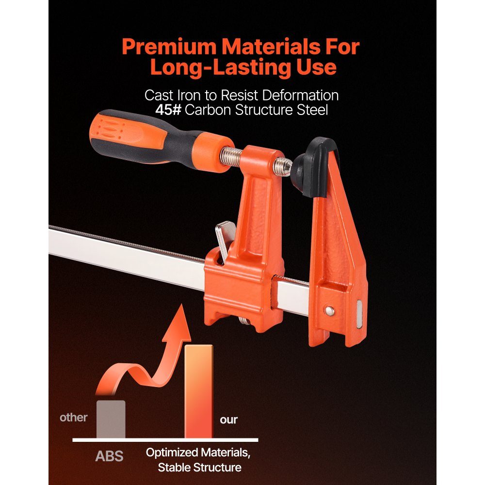 Woodworking Bar Clamps, 4 Pack (6"/12") Opening Locking F Clamp with 500 Pound Load Limit, 2.5" Depth, Cast Iron and Carbon Steel, Metalworking