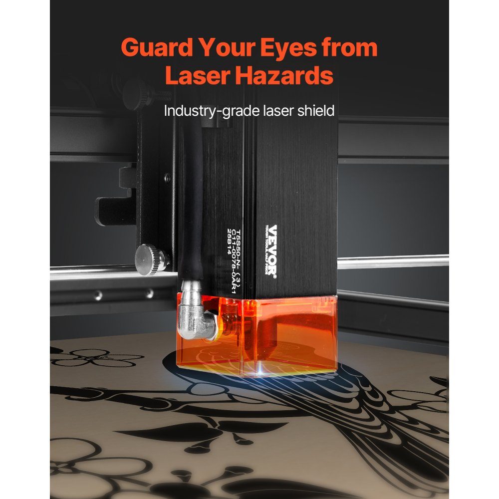 Laser Engraver, 5W Power, Laser Engraving Machine, 38x40cm Working Area, 10000mm/min Movement Speed, Compressed Tip with Eye Protection, for Wood, Certain Metals