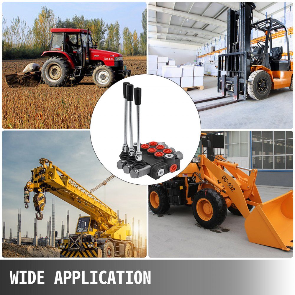 3 Bank Hydraulic Valve Hand Lever Valve, 11GPM Hydraulic Directional Control Valve Adjustable, 6.62kg Hydraulic Valve Hand Lever Valve Hydraulic Control Device for Agricultural Construction Machinery