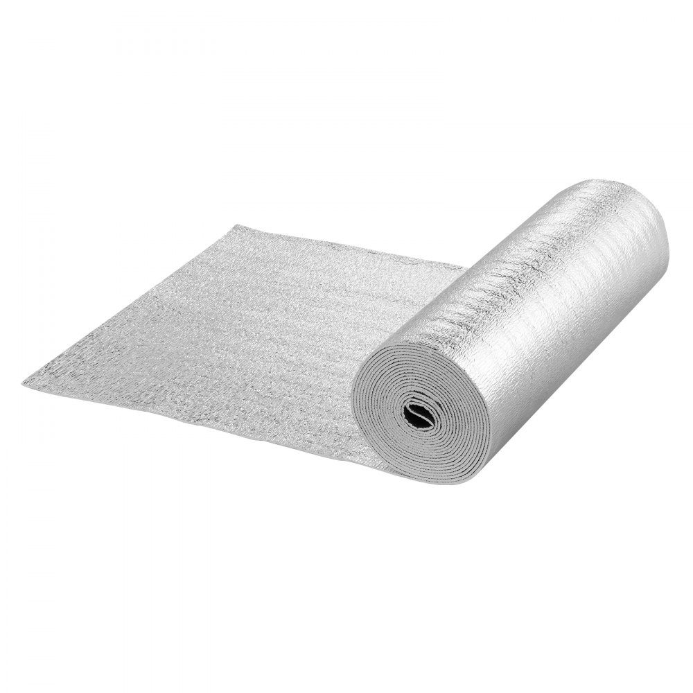 Podwójna odblaskowa rolka izolacyjna, bariera promiennikowa z rdzeniem piankowym, 3,2 mm, 24" x 25 stóp, dwustronny znak odblaskowy wykonany z folii aluminiowej i pianki EPE, rolka termoizolacyjna do okien i dachów samochodów kempingowych