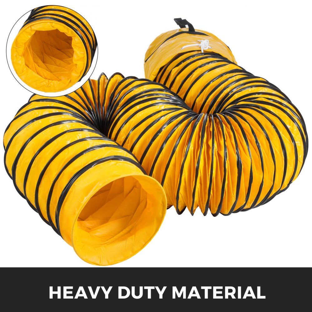 Luchttransportslang, 25ft ventilatorslang, 12" diameter heteluchtslang, gele ontluchtingsslang, PVC-uitlaatslang, wasdrogerslang, airconditioningontluchtingsslang
