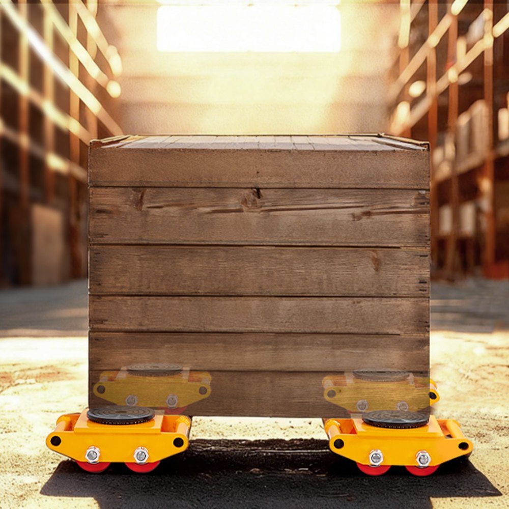 Rolki pancerne Podwozie transportowe 6T Rolki transportowe ze stali węglowej 280x210x105mm Rolka przemysłowa z 4 kołami prostującymi PU Rolka Ф 135x9mm Płyta obrotowa Pomoc transportowa do mebli Rolka transportowa