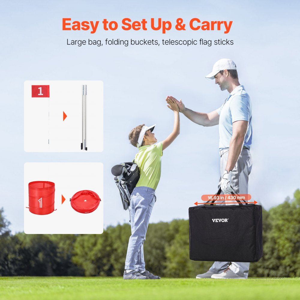 Golfspiel-Set, 3-Loch-Golfplatz, Golf-Übungsspiele im Eimer, Outdoor-Golf-Chipping-Spiel, tragbares Outdoor-Golfspiel für Rasen, Hof, Camping, Park, Strand