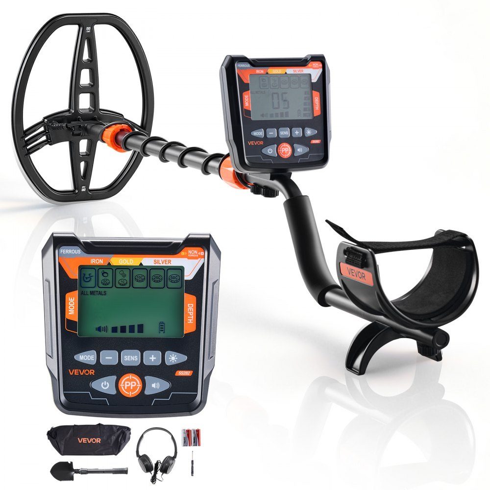 Metalldetektor für Erwachsene 254 mm, professioneller Metalldetektor mit 5 Modi, hochpräziser Golddetektor, IP68 wasserdichte Suchspule mit Display, Kopfhörer, verstellbare Länge, für Goldsuche