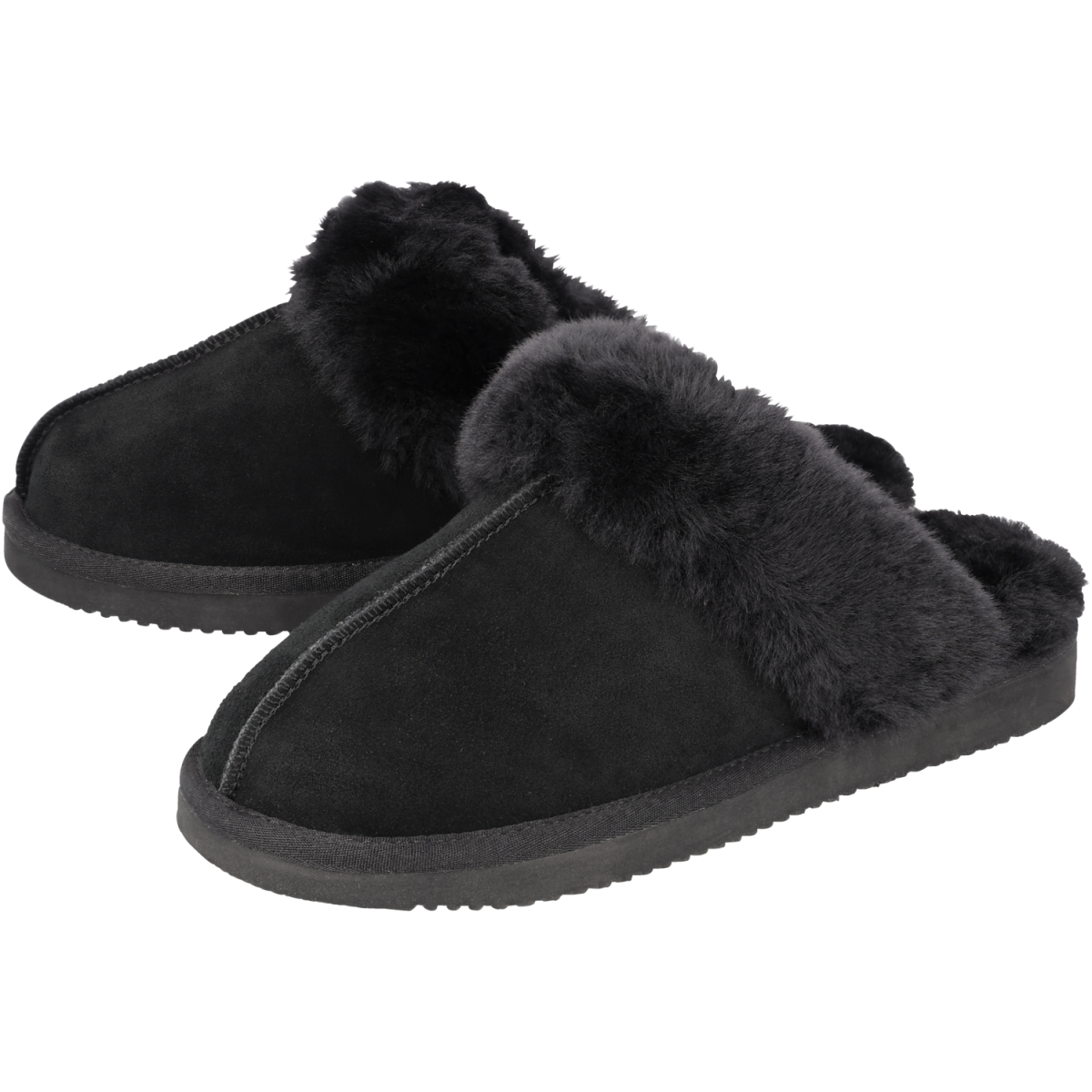 esmara® Men's Lambskin Slippers (Black, 42)