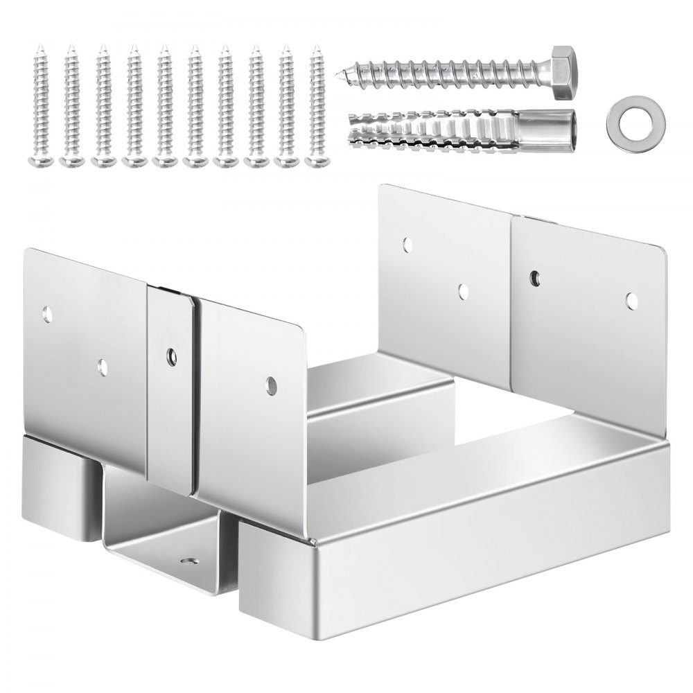Support de poteau, 10 pièces, dimensions intérieures 139,5x141,5 mm pour 139,7x139,7/139,7x152,4 mm, ancrage de poteau en béton en acier au carbone avec une hauteur d'espacement de 25,4 mm, pour pergolas et terrasses en béton