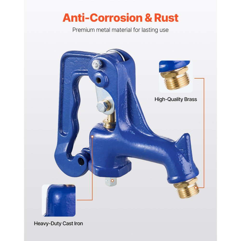 Outdoor Faucet Frost Proof Garden Hydrant Complete Head Assembly with G 1" Pipe Thread and G 3/4" Hose Connector for Yard/Garden Irrigation (Pipe Not Included)