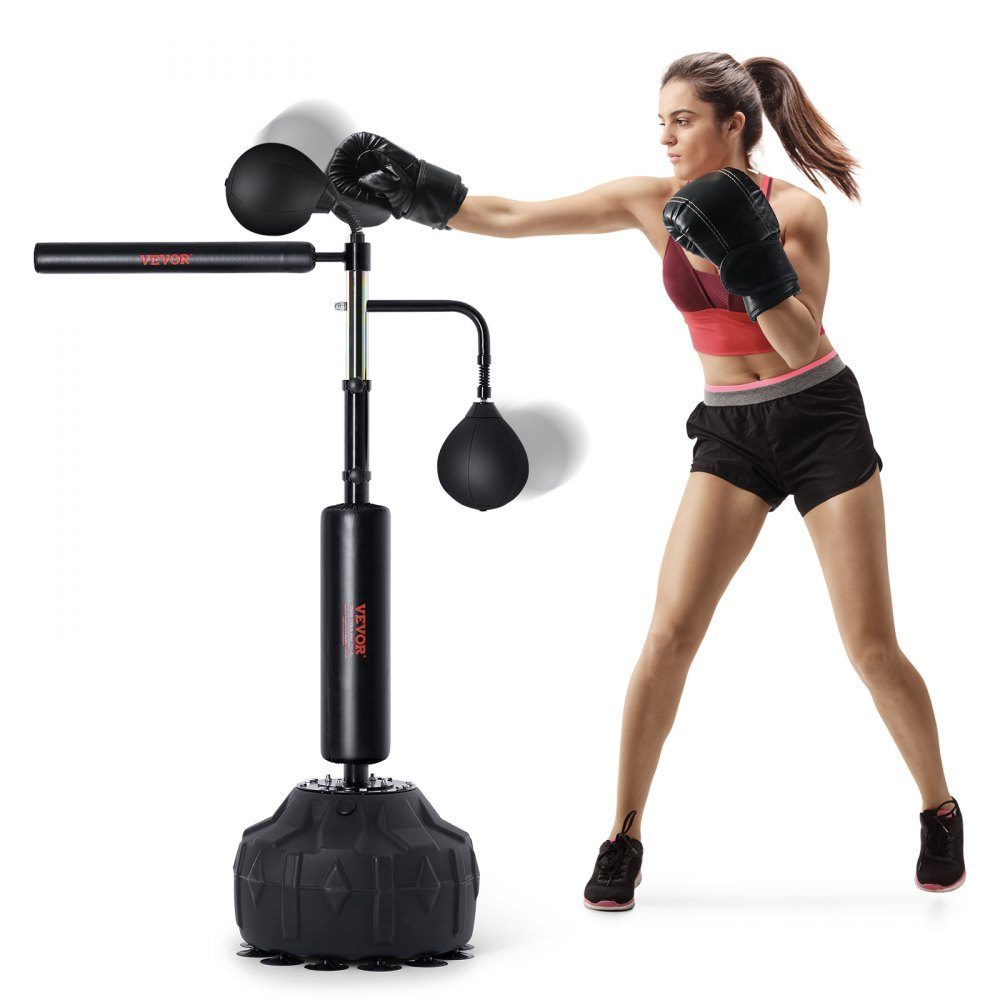 Box-Speed-Trainer, Boxsack mit Ständer, Reflex-Boxsack für Jugendliche & Erwachsene, höhenverstellbares Boxsack-Set mit Handschuhen, Workout-Speed-Bag für das Training, Schwarz