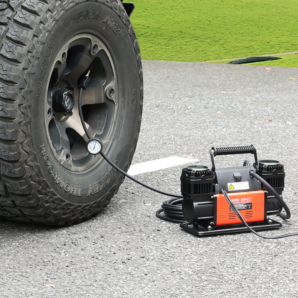 10.6 CFM Heavy Duty Air Compressor, 30s Fast Inflation | Portable Dual Cylinder Tire Inflator 12V 150 PSI Off-Road Air Pump with Adapters for Trucks, Cars, SUVs, 4x4 Vehicles, RVs