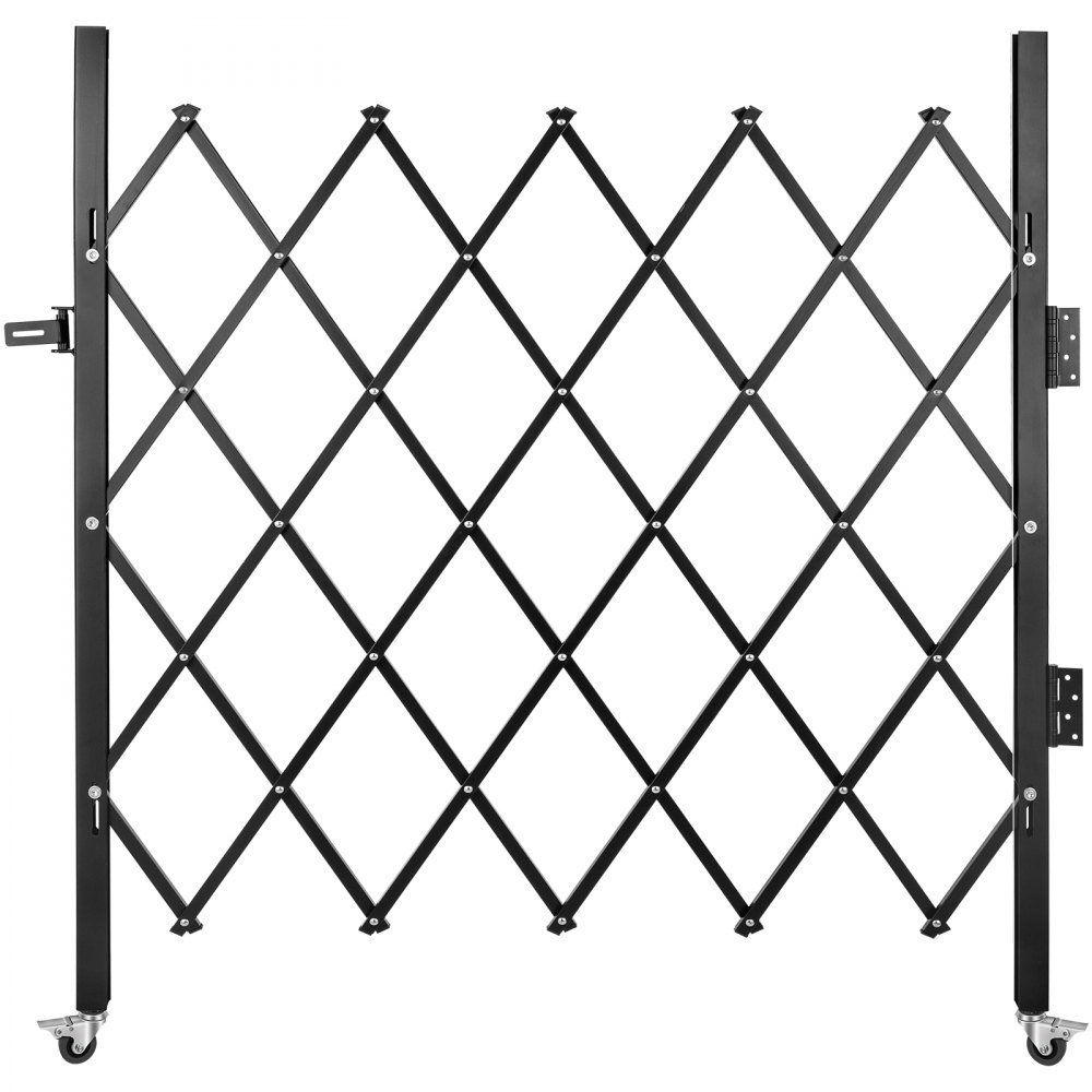 Einzelnes faltbares Sicherheitstor, 170 × 131 cm (B × H), Falttürtor, Akkordeon-Sicherheitstor aus Stahl, flexibel erweiterbares Sicherheitstor, rollendes Barrikadentor, Scherentor mit Vorhängeschloss