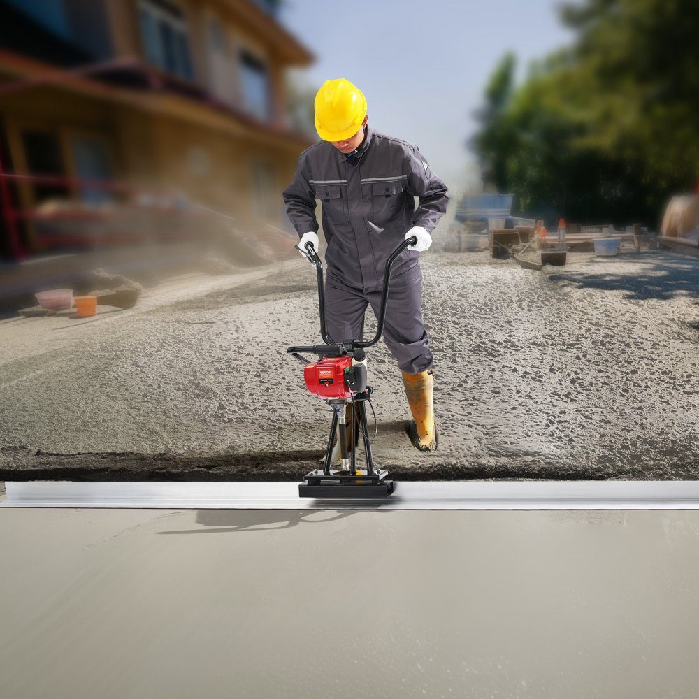 with 2445-mm-Aluminiumplatten-Stangensatz aerated concrete screed machine with straight edges, 4-stroke vibration motor for cement processing with height-adjustable handles, high-efficiency concrete tools with 6500 rpm