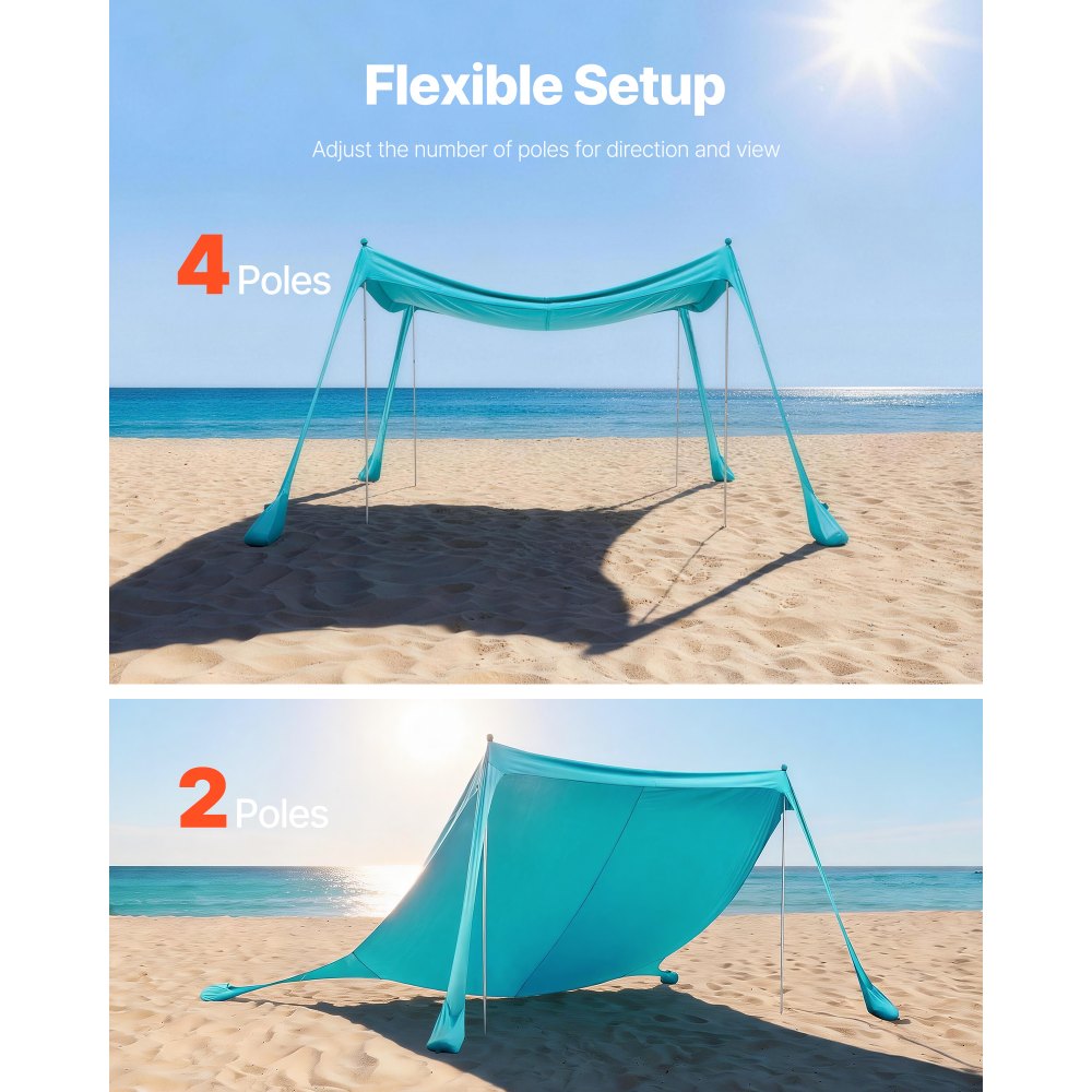 Tente de plage avec protection solaire (UPF 50+) 3 x 3 x 2 m, abri de plage avec sacs de sable, poteaux de support et pelles à sable, auvent portable pour les voyages en famille, le camping, la pêche, vert Tente de plage avec protection solaire (UPF 50+) 3 x 3 x 2 m, abri de plage avec sacs de sable, poteaux de support et pelles à sable, auvent portable pour les voyages en famille, le camping, la pêche, vert