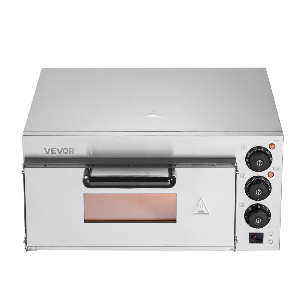 Commercial Countertop Pizza Oven, 16 Inch Cover Layer, Stainless Steel Electric Pizza Oven with Stone and Handle, Multipurpose Indoor Pizza Machine for Baking Pretzels in Restaurant at Home