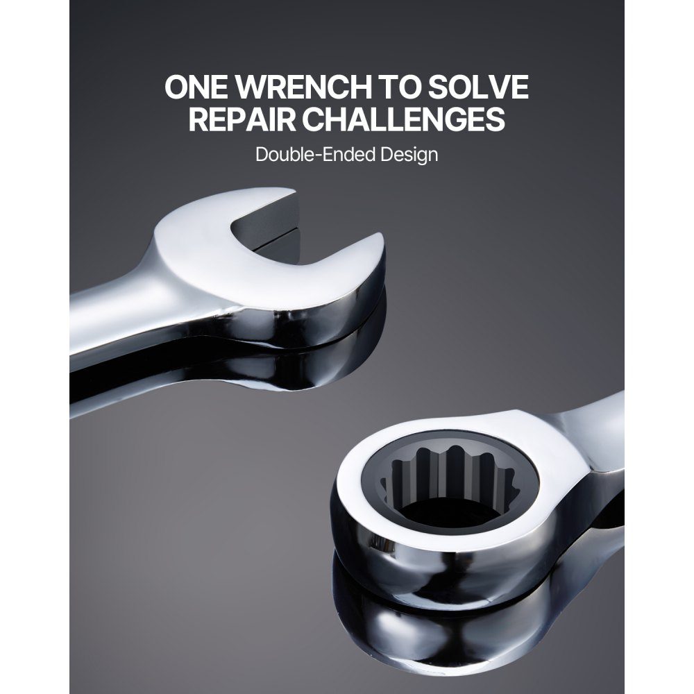 Combinatiesleutelset, 16-delige ratelsleutelset met organizerrek, Cr-V stalen moersleutelset, metrisch 8 mm tot 24 mm, ideaal voor huishouden, garage, werkplaats, noodgevallen bij autoreparatie