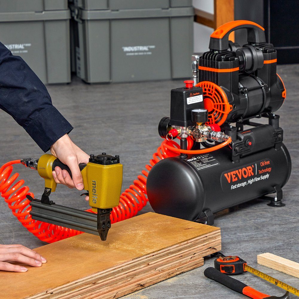 2,1-Gallonen-Luftkompressor, 1,2 PS, 2,2 CFM bei 90 PSI, ölfreier Luftkompressortank und max. 116 PSI Druck, 70 dB extrem leiser Kompressor für Autoreparatur, Reifendruck, Sprühlackierung, Nageln von Holzarbeiten
