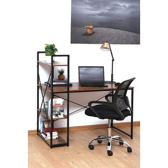 Design-Loft-Schreibtisch mit Regalen 120 x 60 x 75 braun