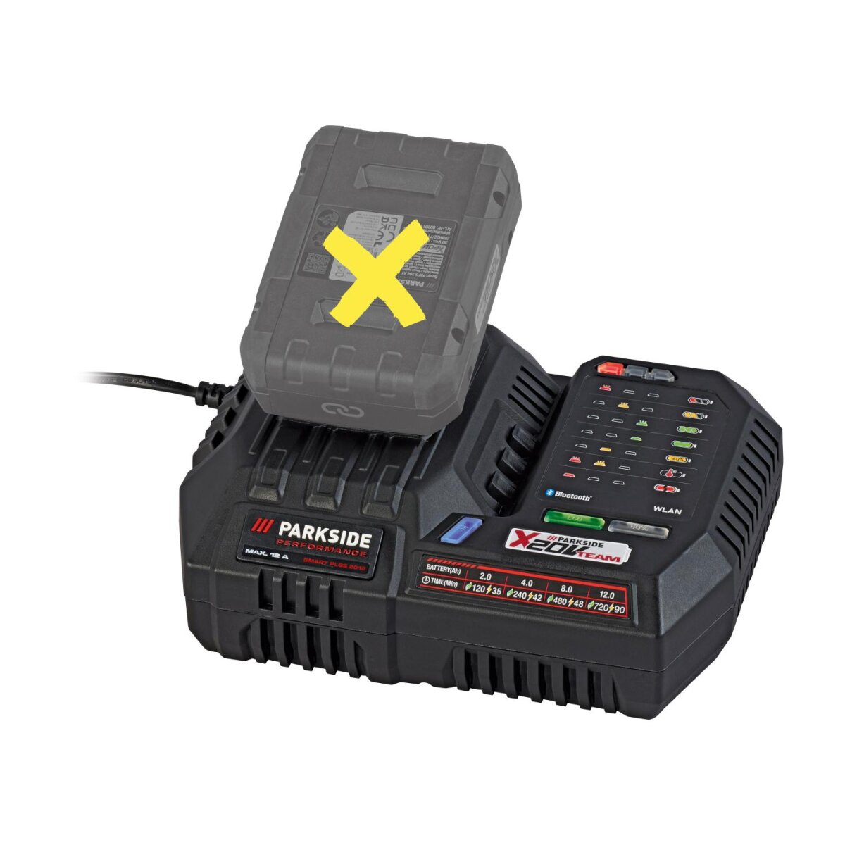 PARKSIDE PERFORMANCE® 20 V / 12 A intelligentes Batterieladegerät »PLGS 2012 A1«, ohne Batterie PARKSIDE PERFORMANCE® 20 V / 12 A intelligentes Batterieladegerät »PLGS 2012 A1«, ohne Batterie