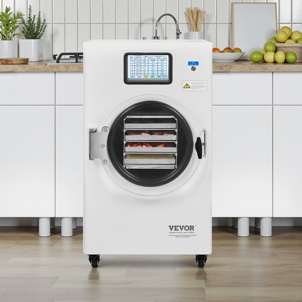 Freeze Dryer Freeze Drying Machine Drying Equipment (4-6kg Capacity) for Food with 4 Layer Trays and Adjustable Temperature and Time, for Fruit White