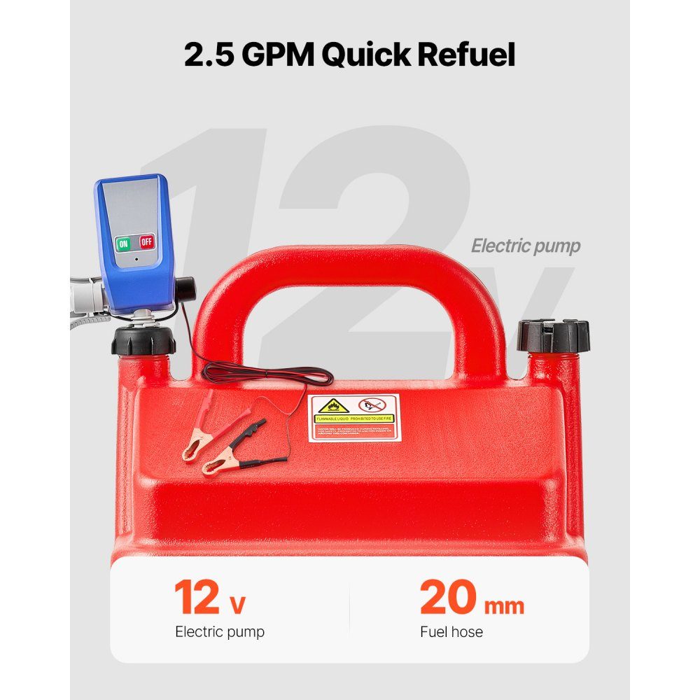 Fuel Truck, 60L with 12-V-Gleichstrom-Kraftstofftransferpumpe Fuel Canister, 1.2m Delivery Hose and Auto Stop Sensor Nozzle, Tank Adapter, Suitable for Diesel and Petrol, Red