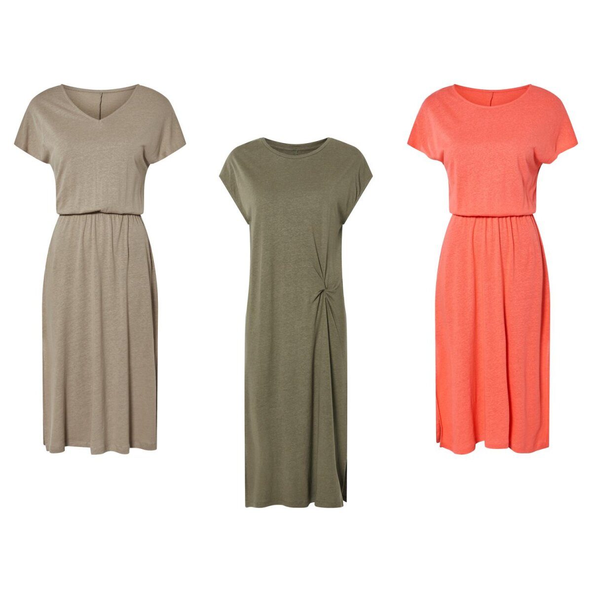 esmara® women's linen dress in midi length, with viscose