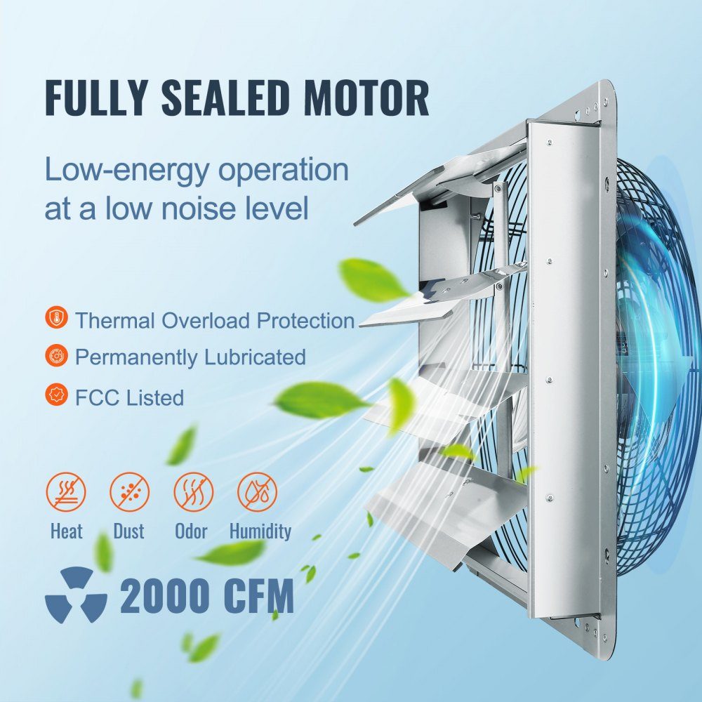 Exhaust Fan 406mm 1400RPM 1506CFM Aluminum Wall Fan with AC Motor Ventilation and Cooling for Greenhouse Garage Shed Shop – Part No. HT-22746
