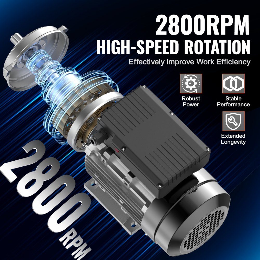 2,2 kW Elektromotor, 2800 U/min, AC 220–240 V, 13,8 A, 90 l, B3-Rahmen, Luftkompressormotor, einphasig, 24 mm Keilwelle, Rechts-/Linksdrehung, für landwirtschaftliche Maschinen und allgemeine Geräte