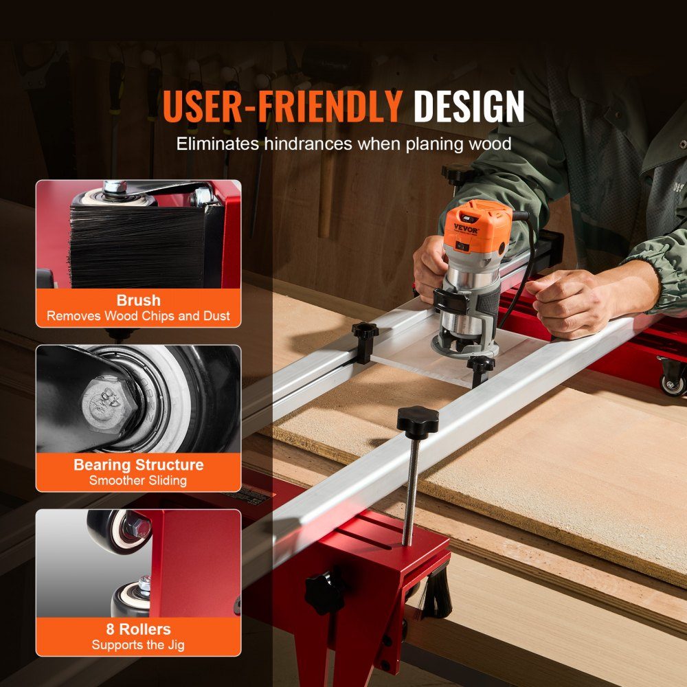 Router Cart 1625mm Portable Adjustable Panel Smoother DIY Woodworking Router Cart Panel Guide Trimming Planer for Wood Smoothing