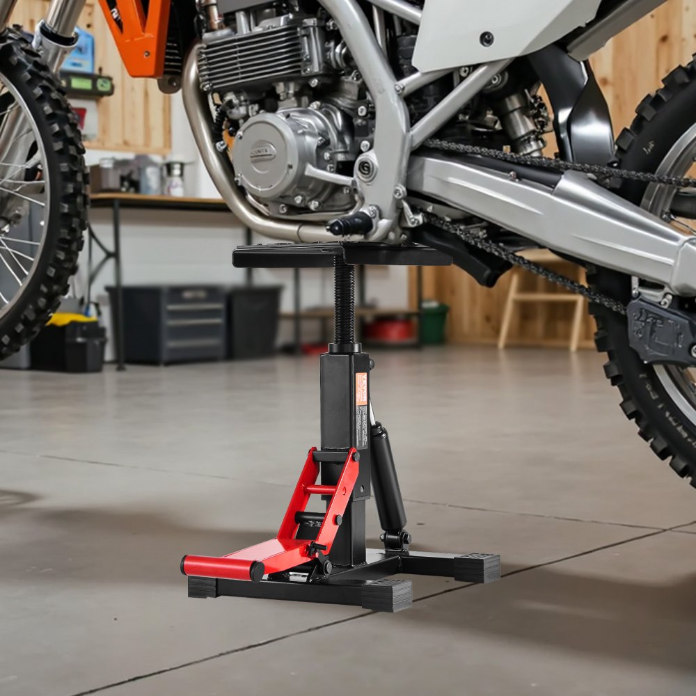 Table élévatrice pour moto tout-terrain (capacité de charge de 544 kg), support de levage réglable en hauteur avec fonction de levage hydraulique, réglable en hauteur (250-465 mm) pour réparer le motocross Table élévatrice pour moto tout-terrain (capacité de charge de 544 kg), support de levage réglable en hauteur avec fonction de levage hydraulique, réglable en hauteur (250-465 mm) pour réparer le motocross