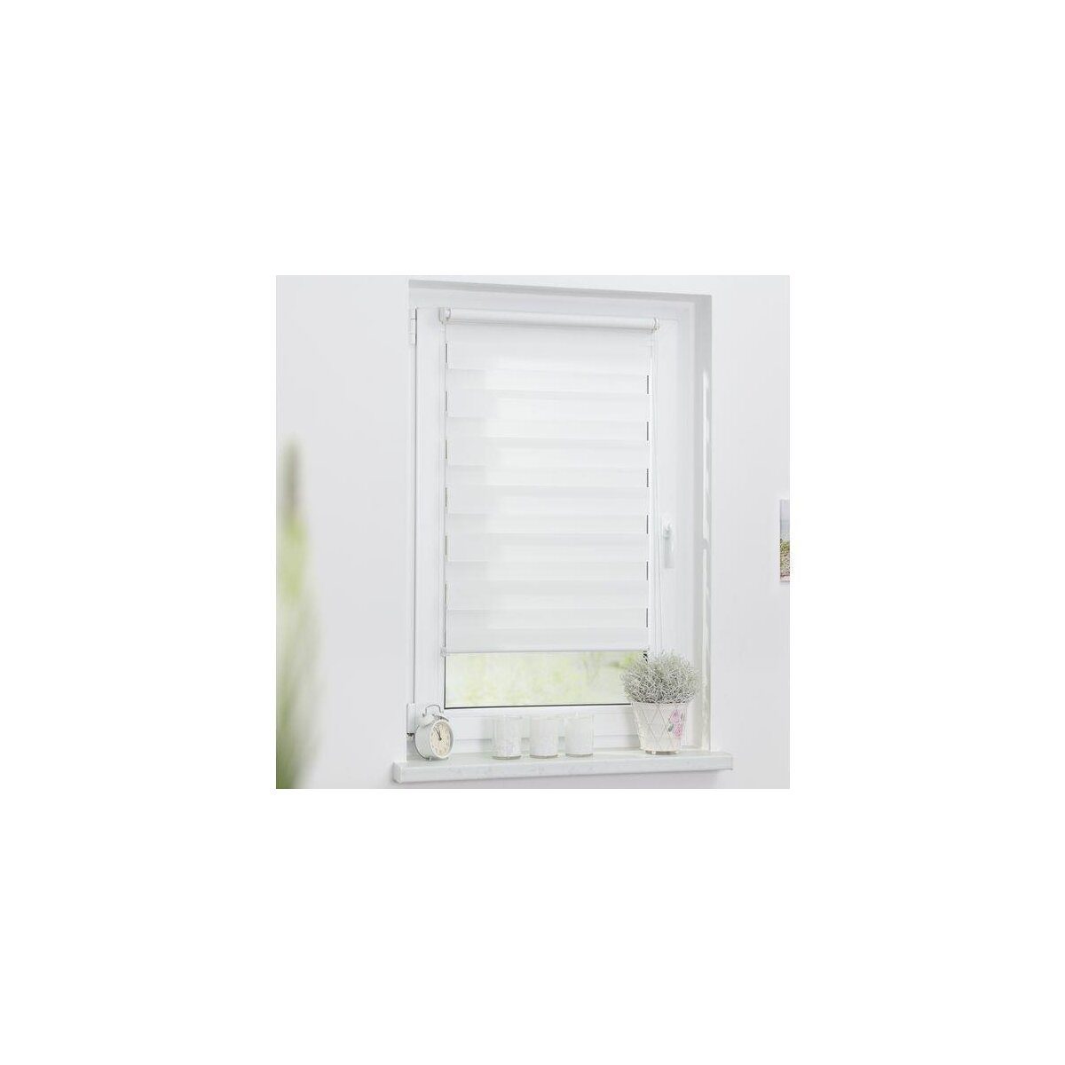 Lichtblick 2x set of duo roller blinds, Klemmfix without drilling, 80 x 200 cm, white
