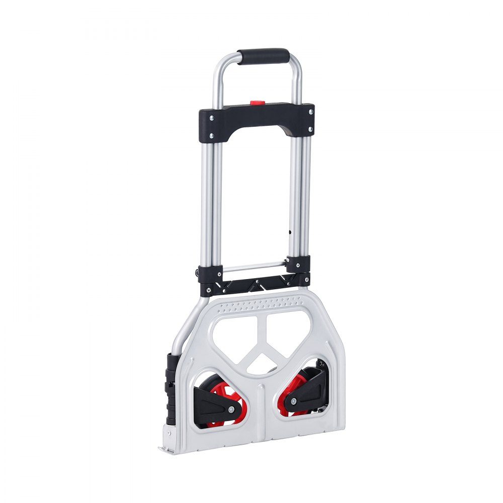 Diable, chariot de transport pliable en plastique en alliage d'aluminium de 80 kg, chariot empilable avec poignée réglable, chariot pliable de 715 à 930 mm, comprend une corde élastique, taille compacte pour le stockage