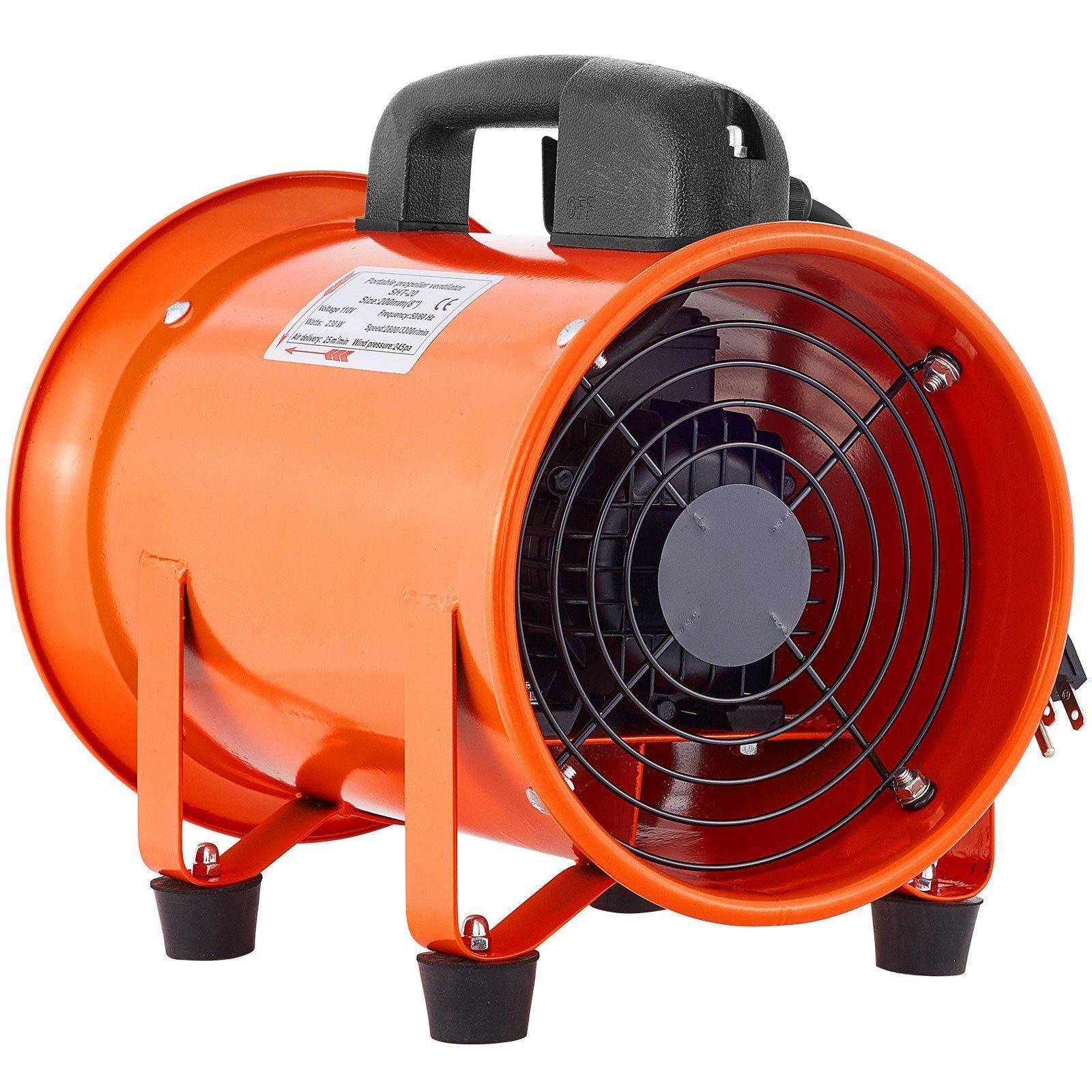 Bouwventilator 230W axiaalventilator 2800 rpm axiaalventilator windmachine met 10 meter PVC-slang 1500 m3/u luchtstroom industriële ventilator koelen en drogen