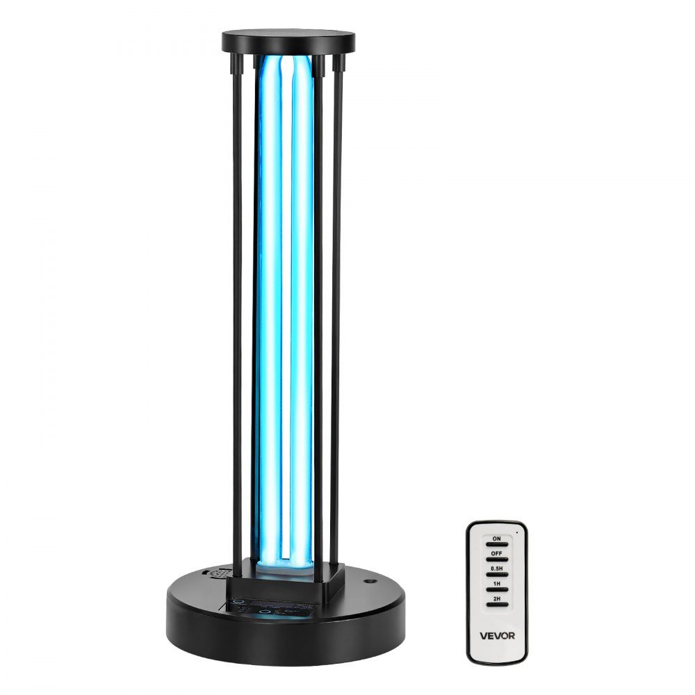 UV-licht 1 stuk 36W UV-lamp met ozonreiniger UVO-lamp met 30/60/120 minuten 3 snelheden timer en afstandsbediening voor woonkamer slaapkamer hotelschool zwart