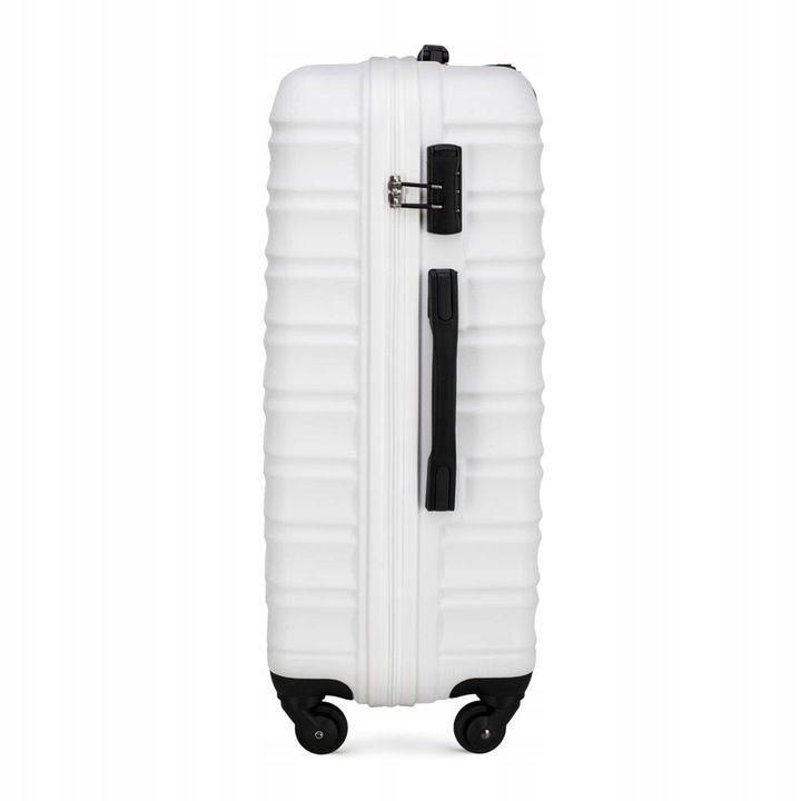 Großer Premium-Koffer Reisekoffer ABS-Kunststoff 96l mit weißen Rippen