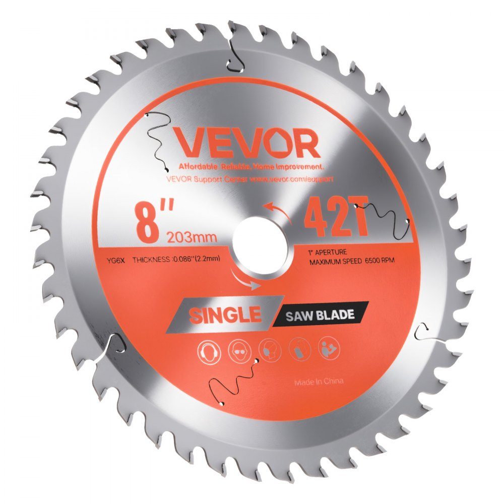Circular saw blade (203mm diameter, 42 sharp teeth and 2.2mm thickness), ideal for plywood, OSB hardwood, compatible with circular saws, alloy saw blade with noise reducing heat dissipation