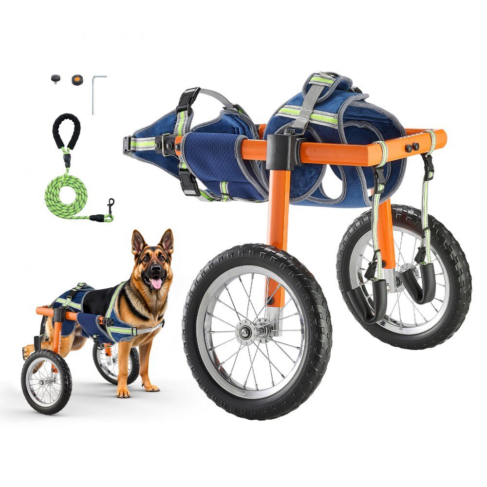 Dog Wheelchair for Hind Legs, Pet Wheelchair with 2 Wheels, Height, Width and Length Adjustable, Dog Cart with Shock Absorbing Wheels, for Injured, Disabled Hunde 50-80 Pounds