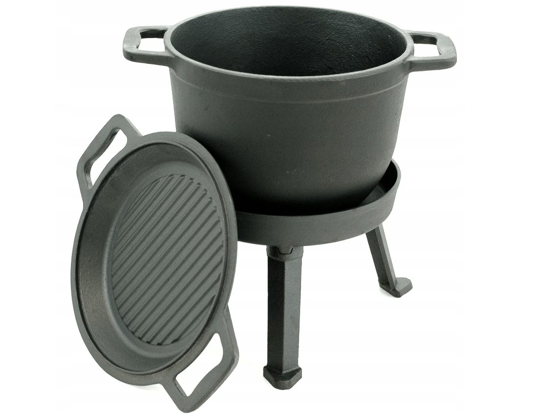 #SALE# Handgefertigte Kochstation, Lagerfeuer-Bratenkochen, 8 l, holländisch, 2-in-1