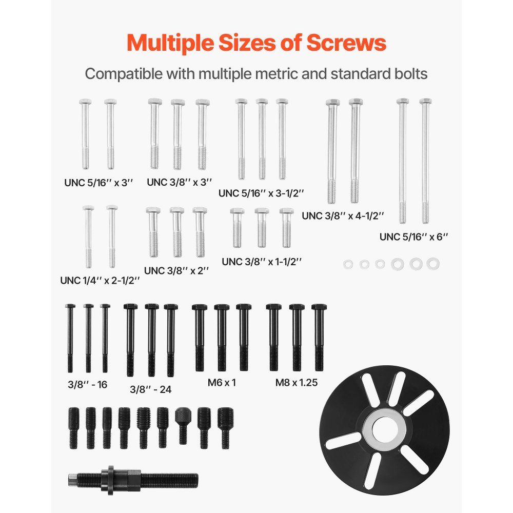 Kit d'outils pour extracteur d'amortisseur de vibrations en acier pour le démontage et l'installation, kit d'outils pour arbres d'équilibrage, volants d'inertie, poulies de vilebrequin, volants