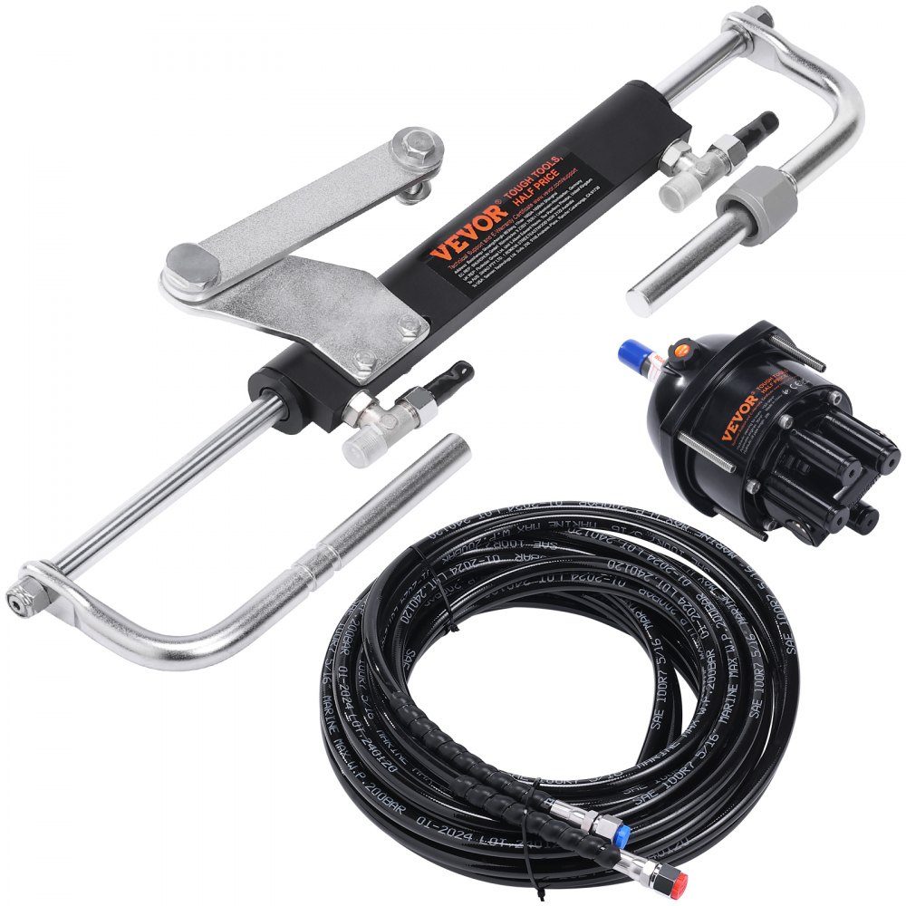 Outboard Hydraulic Steering Kit 90HP, Outboard Hydraulic Steering System with Helm Pump Cylinder, Marine Steering System Kit, Increment 200mm