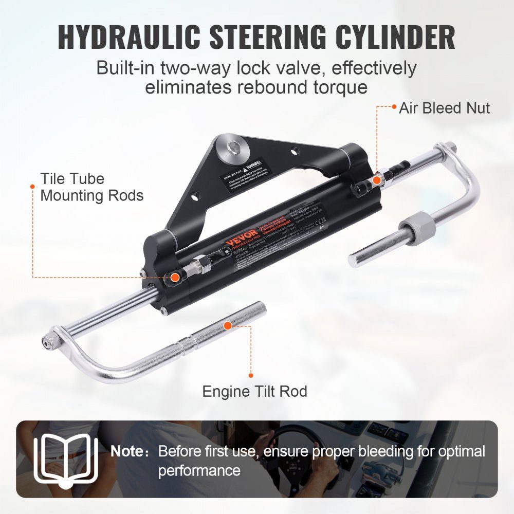Outboard Hydraulic Steering Kit 150HP Hydraulic Boat Steering System with Steering Pump, Two Way Lock Cylinder and 20ft Hydraulic Steering Hose for Single Station Single Motor Boats
