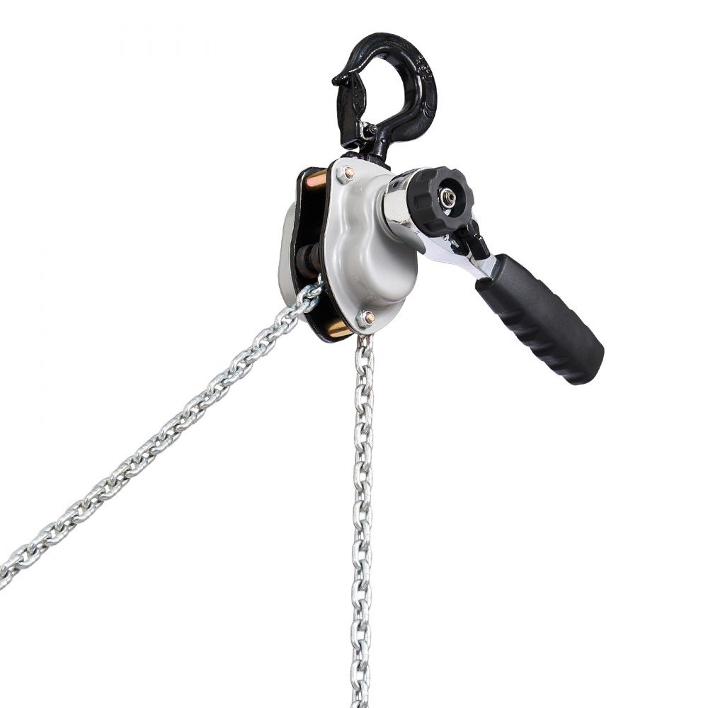Mini Lever Hoist, 1/4 Ton Capacity Hand Chain Hoist, 1.5m Lift, G80 Steel Alloy Chain with Double Pawl Mechanical Brake, Chain Hoist with 360° Swivel Hooks, for Warehouse, Construction, Garage