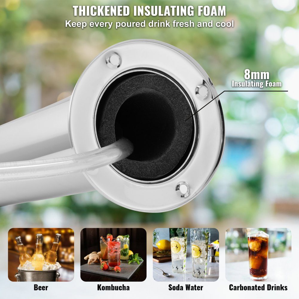 Kit de tour Kegerator, kit de conversion de bière avec 2 robinets, distributeur de tour de bière en acier inoxydable avec régulateur W21.8 à double jauge et coupleur de fût système S, plateau d'égouttage de bière pour fête à la maison