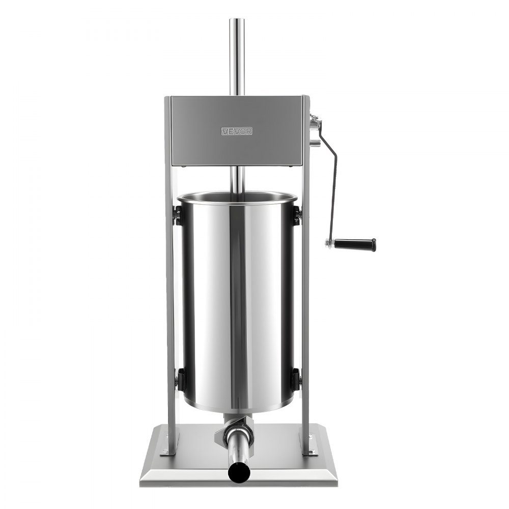 Handmatige worstvuller 15 L, verticale worstvulmachine met 2 snelheden (snel/langzaam) & 5 vulbuizen & handvat, roestvrijstalen vleesvuller voor commercieel en privégebruik