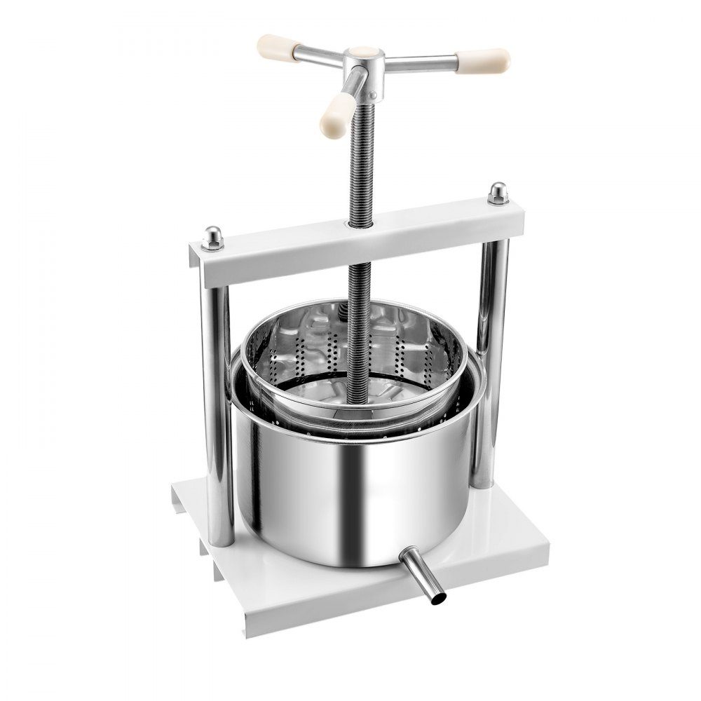 Fruit Wine Press, Fruit Grinder (5L), with 2 Stainless Steel Barrels, Manual Juicer for Wine Making, Cider Press, Apple Press, Grape Press, Olive Oil Press with Triangular Handle for Kitchen
