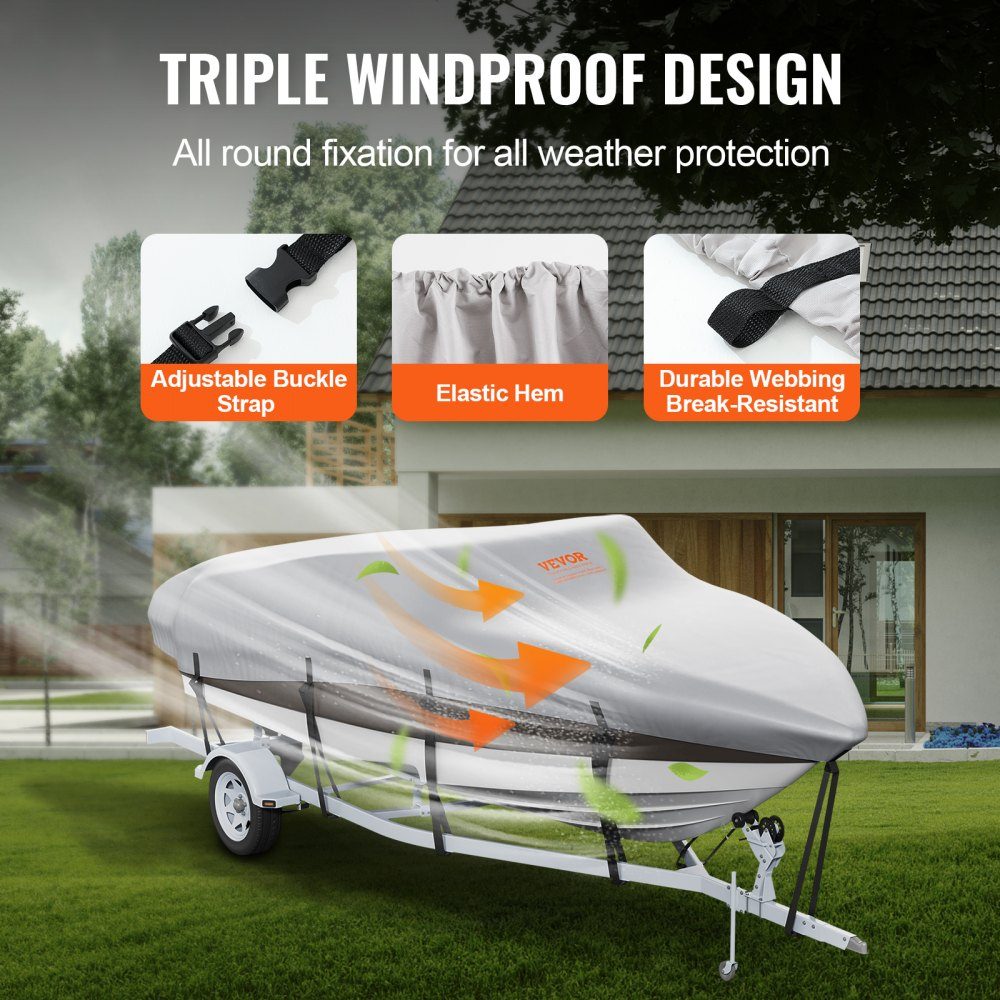 Boat tarpaulin boat tarpaulin, 518-579 cm tarpaulin inflatable boat 600D Oxford fabric boat tarpaulin cover with storage bag 435 x 300 mm, fishing boat tarpaulin grey