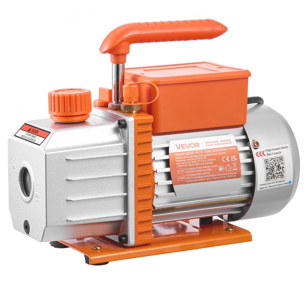 Vacuümpomp met manometer 4,5 CFM 127 l/min 250 W 1-traps draaischuifvacuümpomp manometerset voor R134a, R22, R410a, R1234YF en R32 met draagtas voor auto-airconditioner