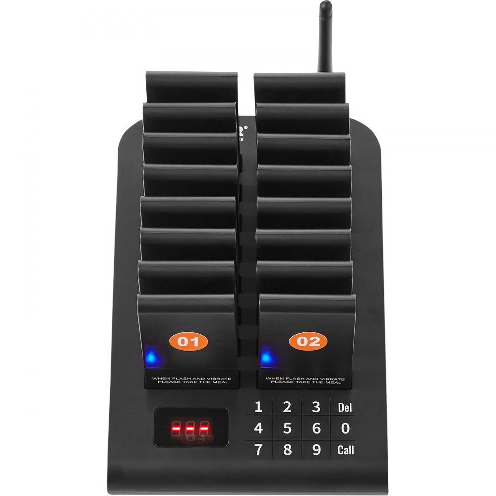 Système de téléavertisseur de restaurant, signal de file d'attente sans fil avec portée de 500 m, bip d'appel invité avec vibration et clignotant, 16 téléavertisseurs pour camion de nourriture, église