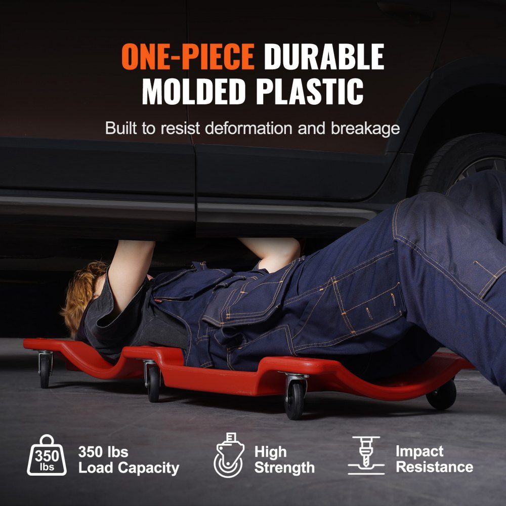 Workshop rolling board assembly rolling board workshop stool assembly table 1 m long, rolling mechanic's wheelchair with 6 universal wheels padded seat, for the garage workshop or at home red