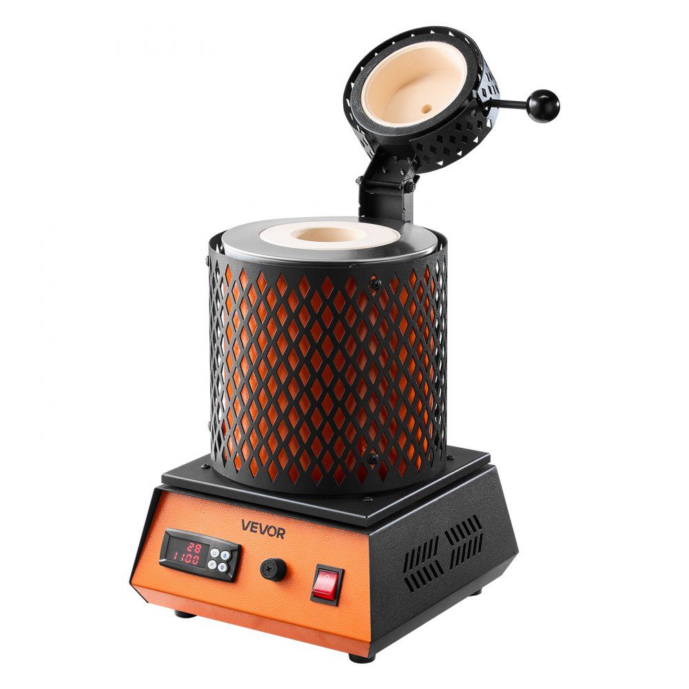 Digital Gold Melting Furnace Machine with 3kg Ceramic Crucible, Electric Melting Furnace 1350W Max 1150℃, Metal Melting Furnace Set for Jewelry Making, Metal Rods, Metal Components, Black